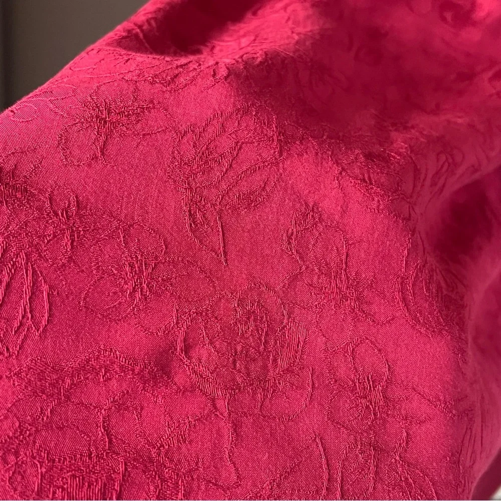 14.Ingrid & Isabel Maternity Long Sleeve Smocked Jacquard Ruby Red Holiday Dress - Picture 5 of 8